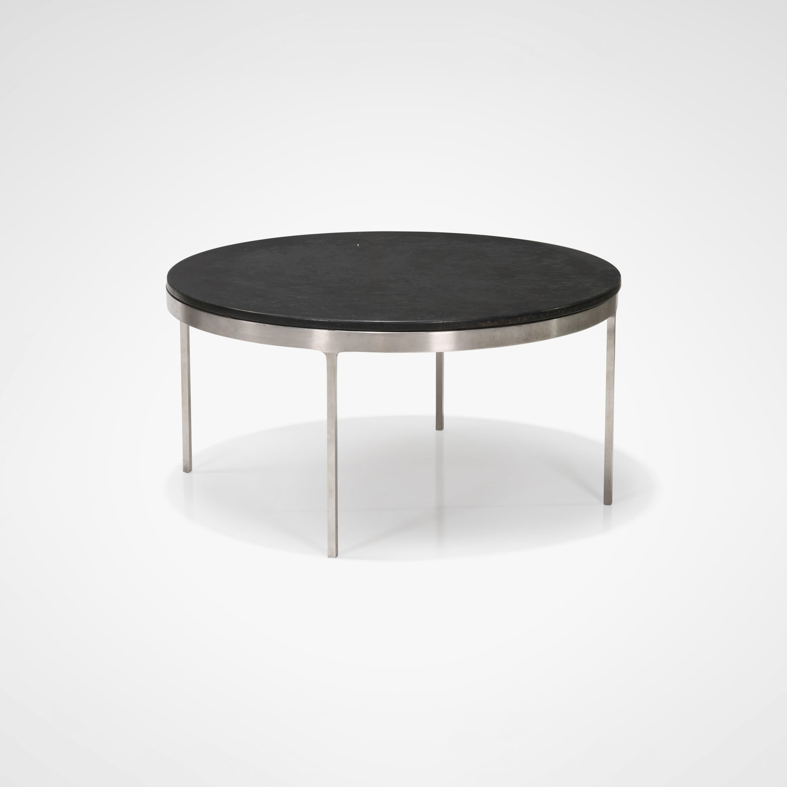 Nicos Zographos - Coffee Table: A stainless steel and granite coffee table by Nicos Zographos. All measurements are in inches. Height x Width x Depth