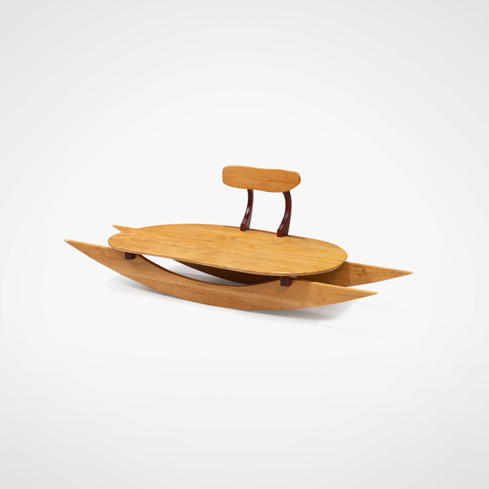 Studio Craft Horizontal Rocker: A studio craft horizontal rocking chair. All measurements are in inches. Height x Width x Depth
