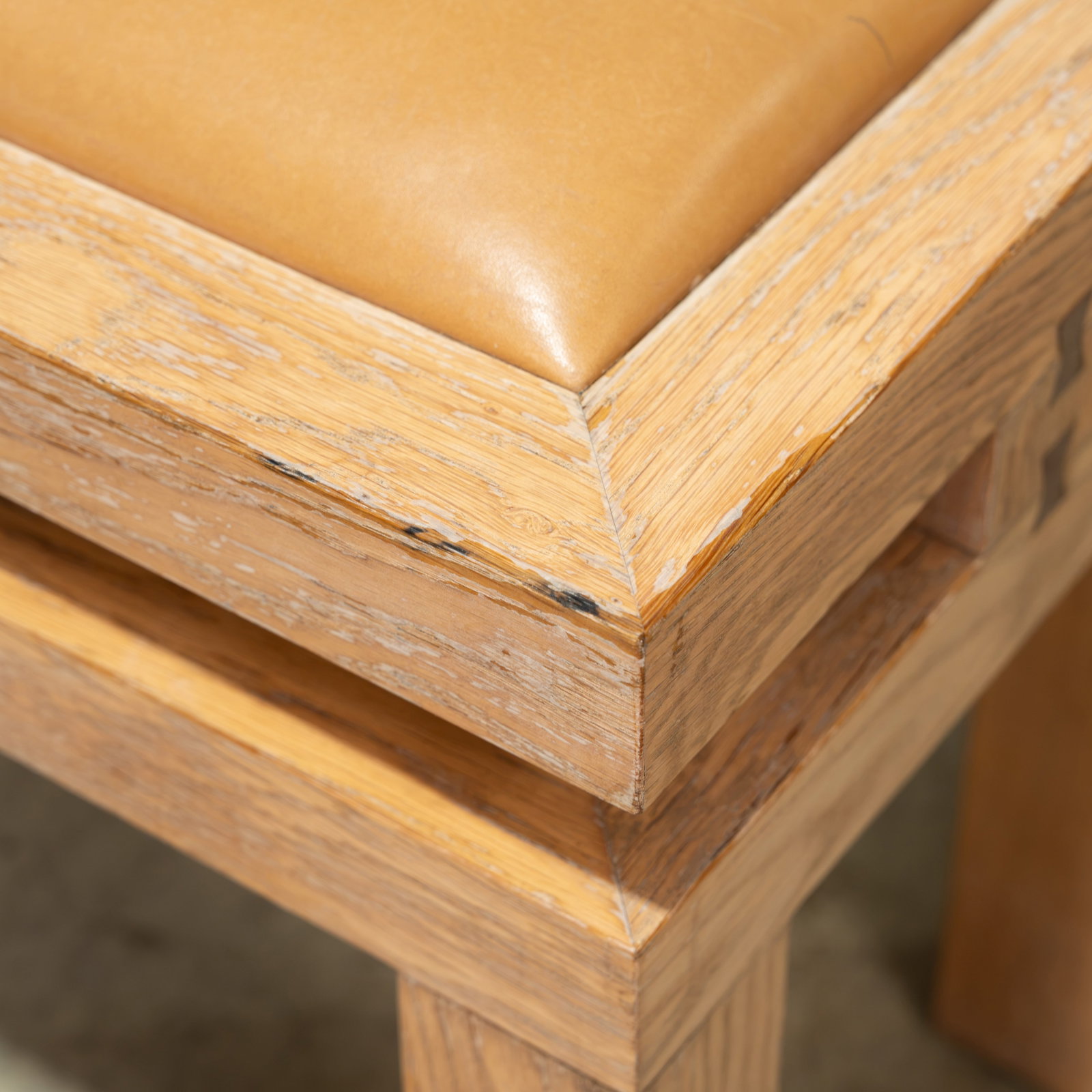 Custom Oak & Leather Stools - 6