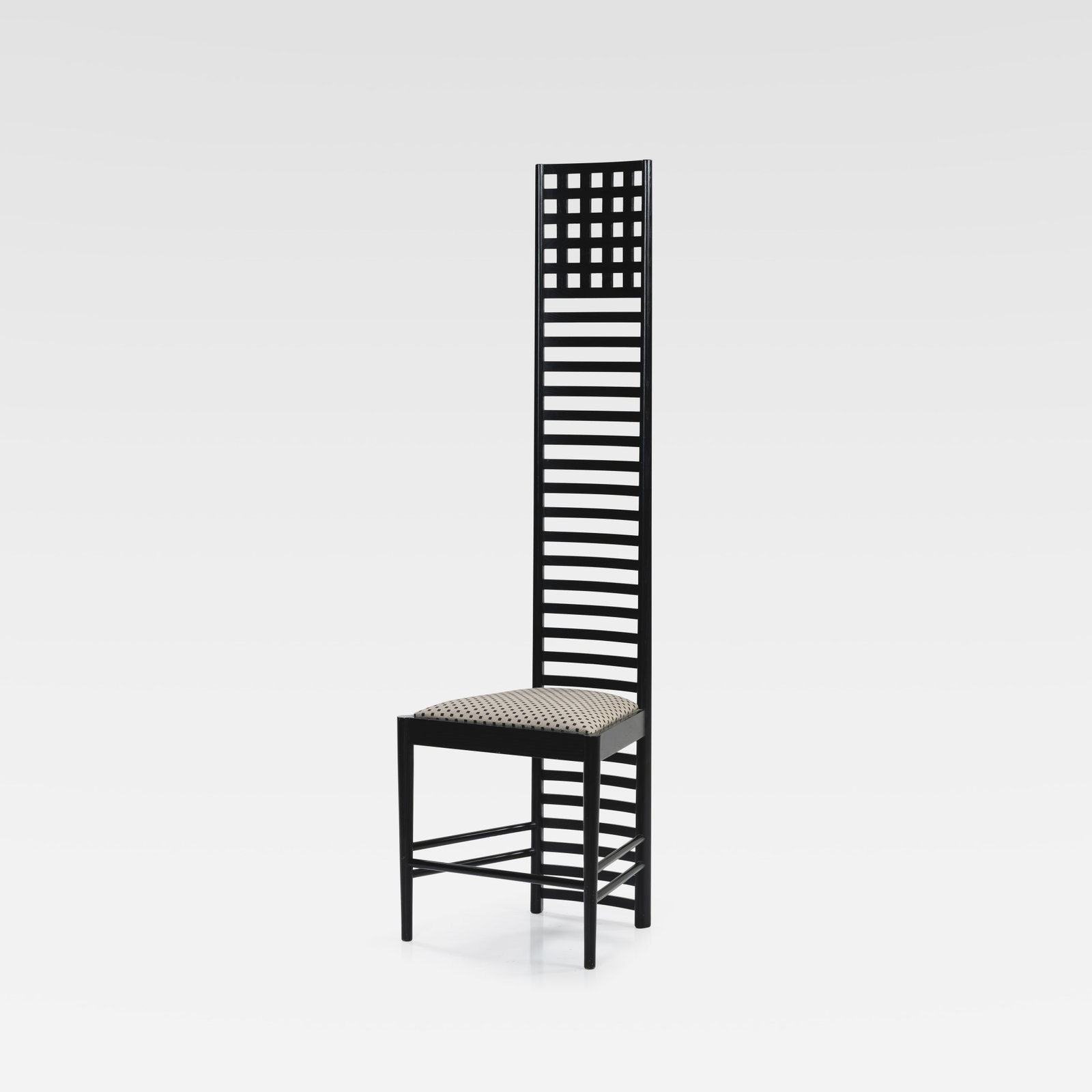 Charles R. Mackintosh - Hill Chair: A vintage 'Hill' chair, designed by Charles Mackintosh and produced by Gordon International. All measurements are in inches. Height x Width x Depth