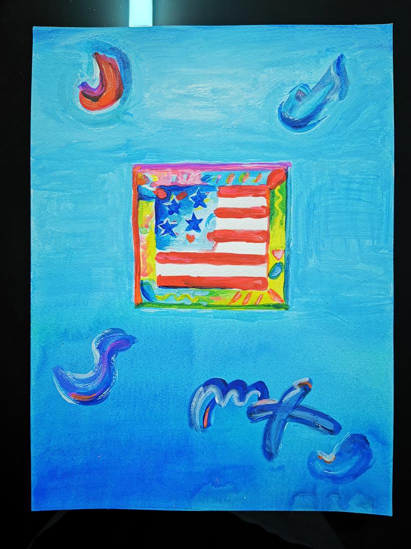 Watercolor Peter Max: 15.8"x11,6" Watercolor on paper whit sign and seals ( US )