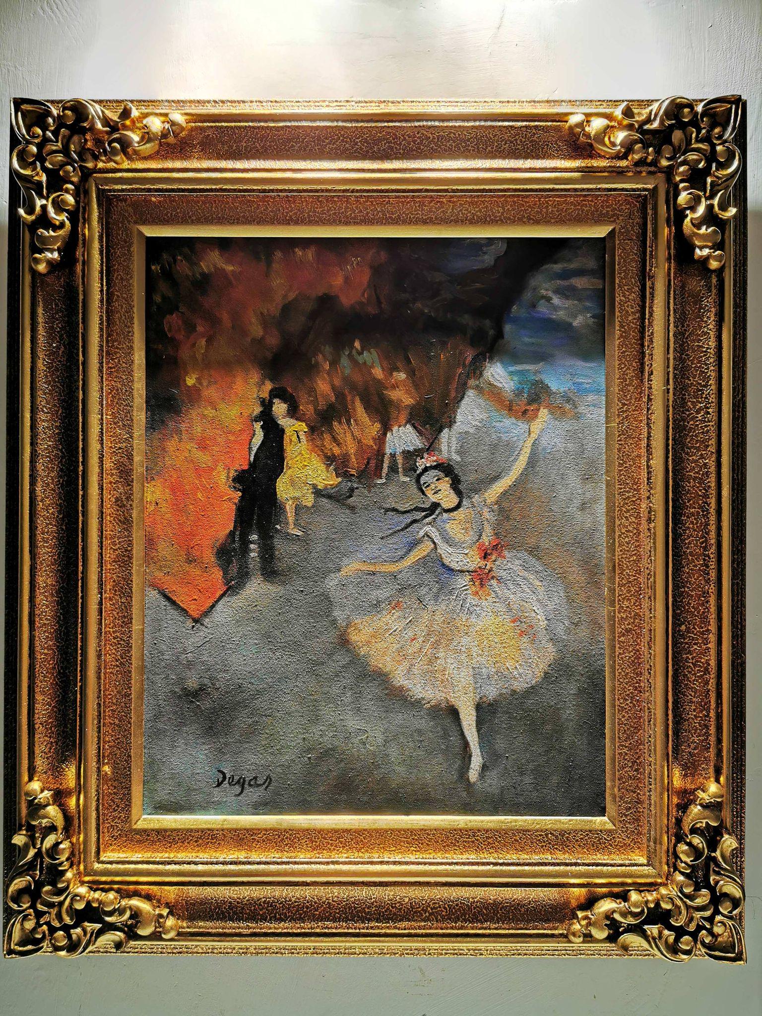 Fine painting signed Edgar Degas: Measures : Framed: 21.5"x29" inches. aprox.