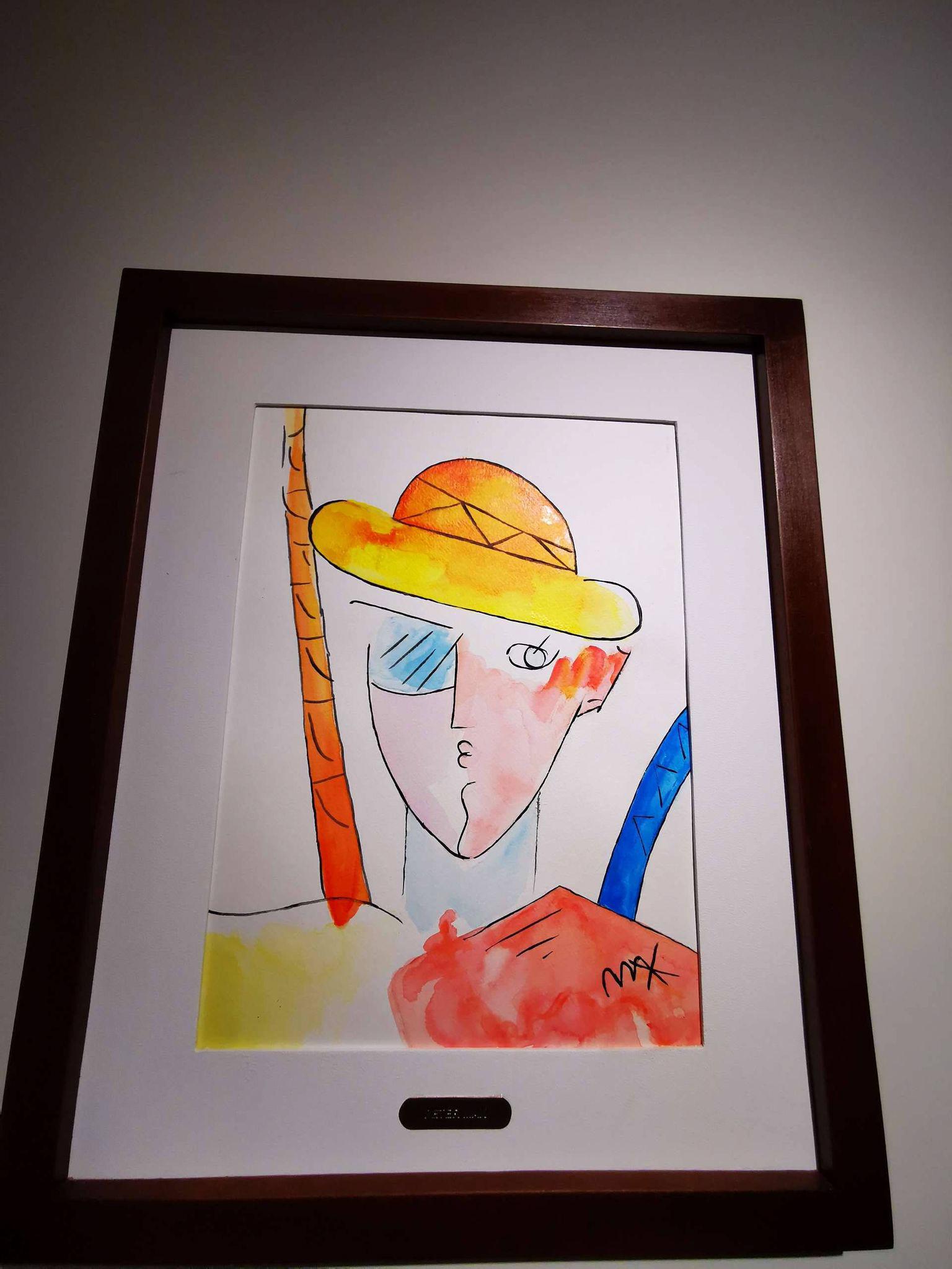 Fine Watercolor signed Peter Max: Measures : Framed: 12.5"x8" inches. aprox.