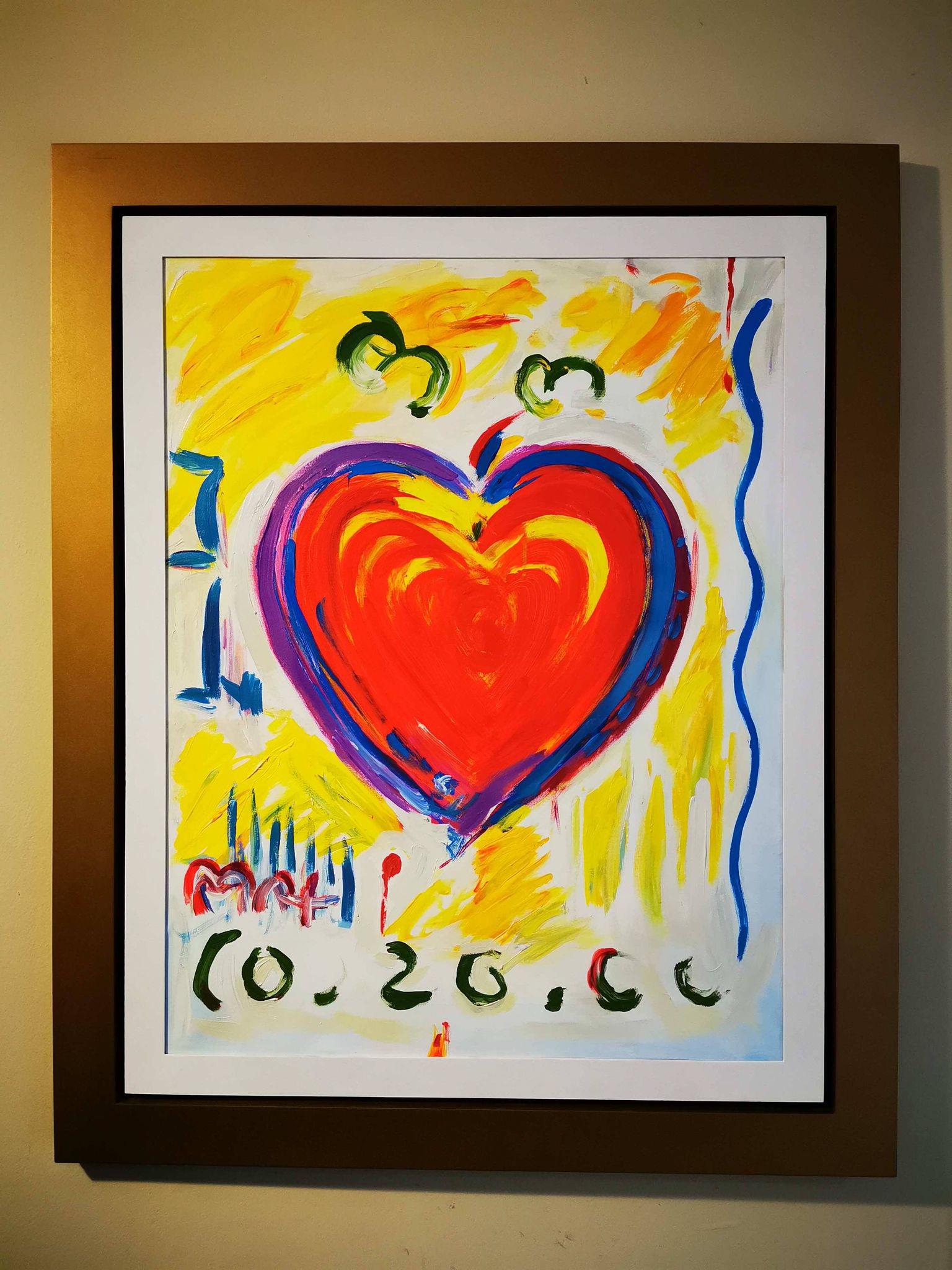 Fine painting in acrylic signed Peter Max: Measures : Framed: 27.5"x36.8" inches. aprox.
