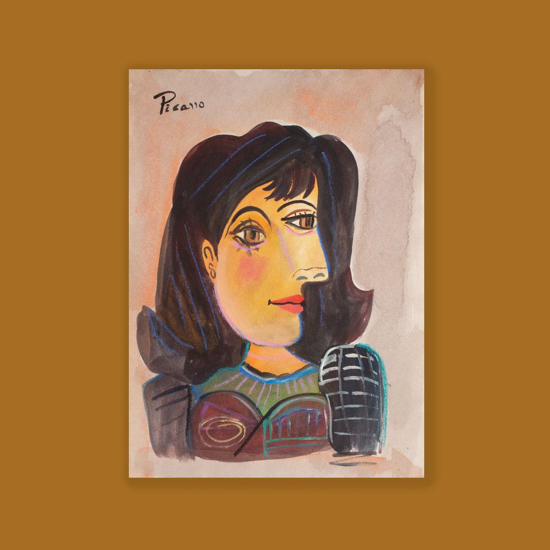 Fine antique Watercolor signed Pablo Picasso (1 of 2)