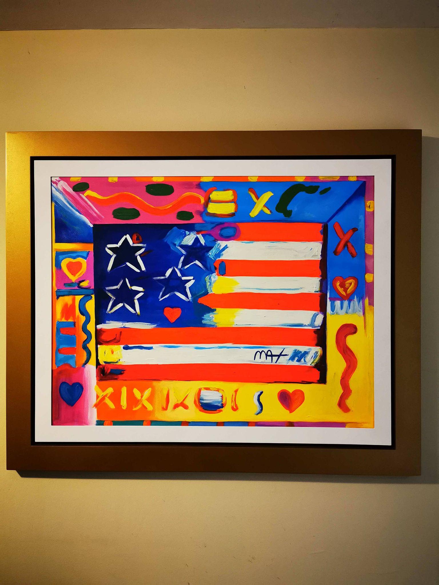 Fine Painting Oil on Canvas, Signed Peter Max: Fine paintings collection of pop art peter max,unframed dimensions: 47.5 "x35.5" inchesStyle Peter Max Painting made in acrylic on American prepared canvas in fine paint with golden edges.