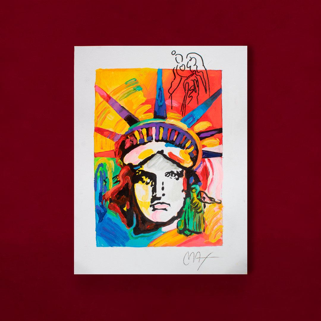 Watercolor Peter Max: 15.8"x11,6" Watercolor on paper whit sign and seals