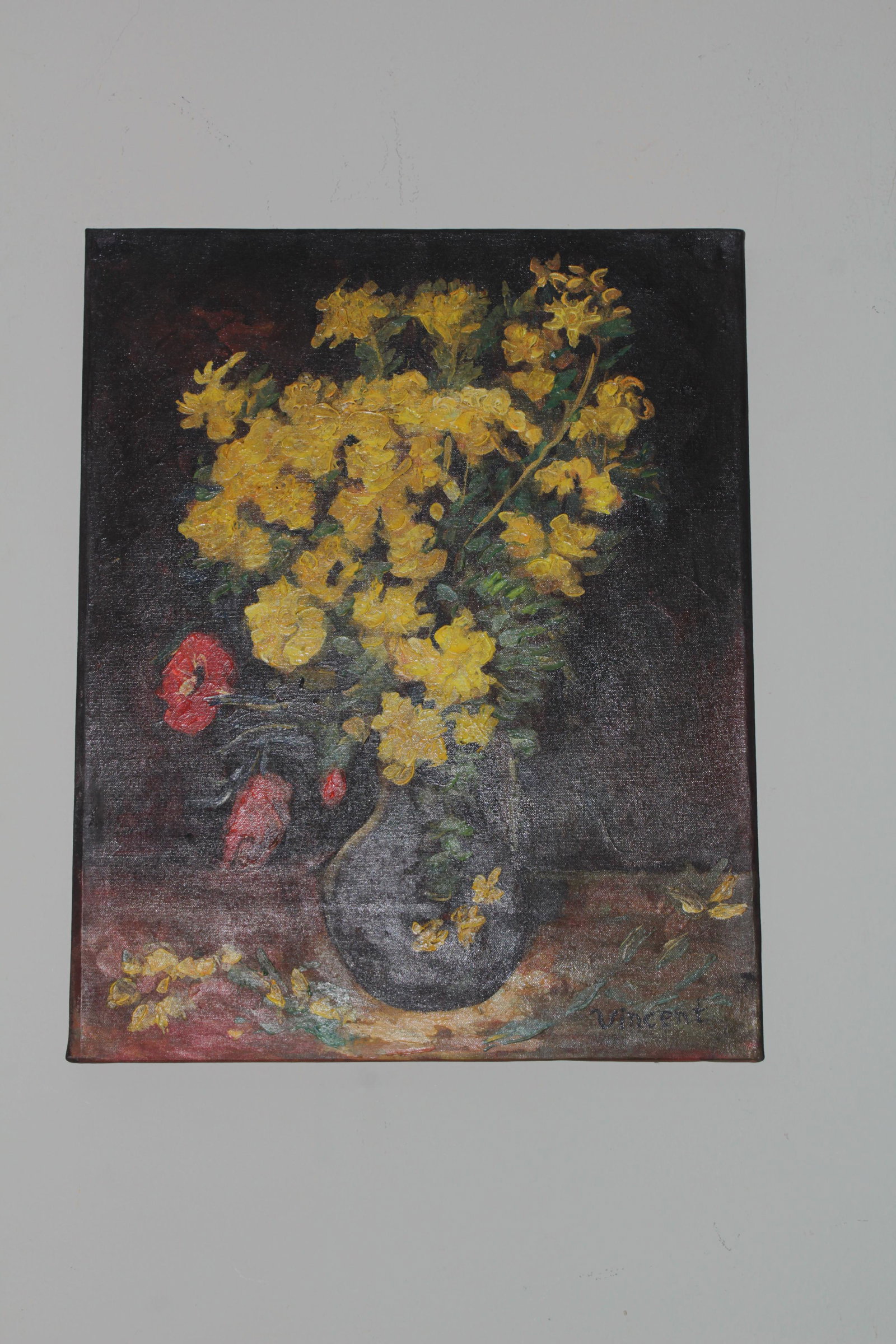 Fine Painting Signed Vincent Van Gogh: His first works, until the middle of the 1860s, are in the realistic style. Monet managed to exhibit some at the Paris Salon. From the end of the 1860s he began to paint impressionist works. This devi