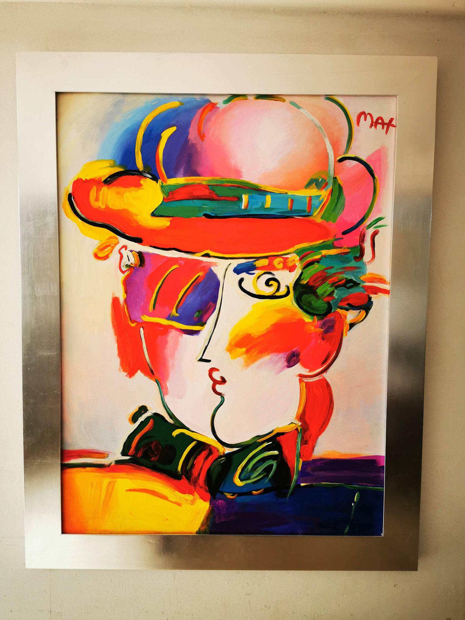 Fine painting in acrylic signed Peter Max: Measures : Framed: 32.5"x41.5" inches. aprox.