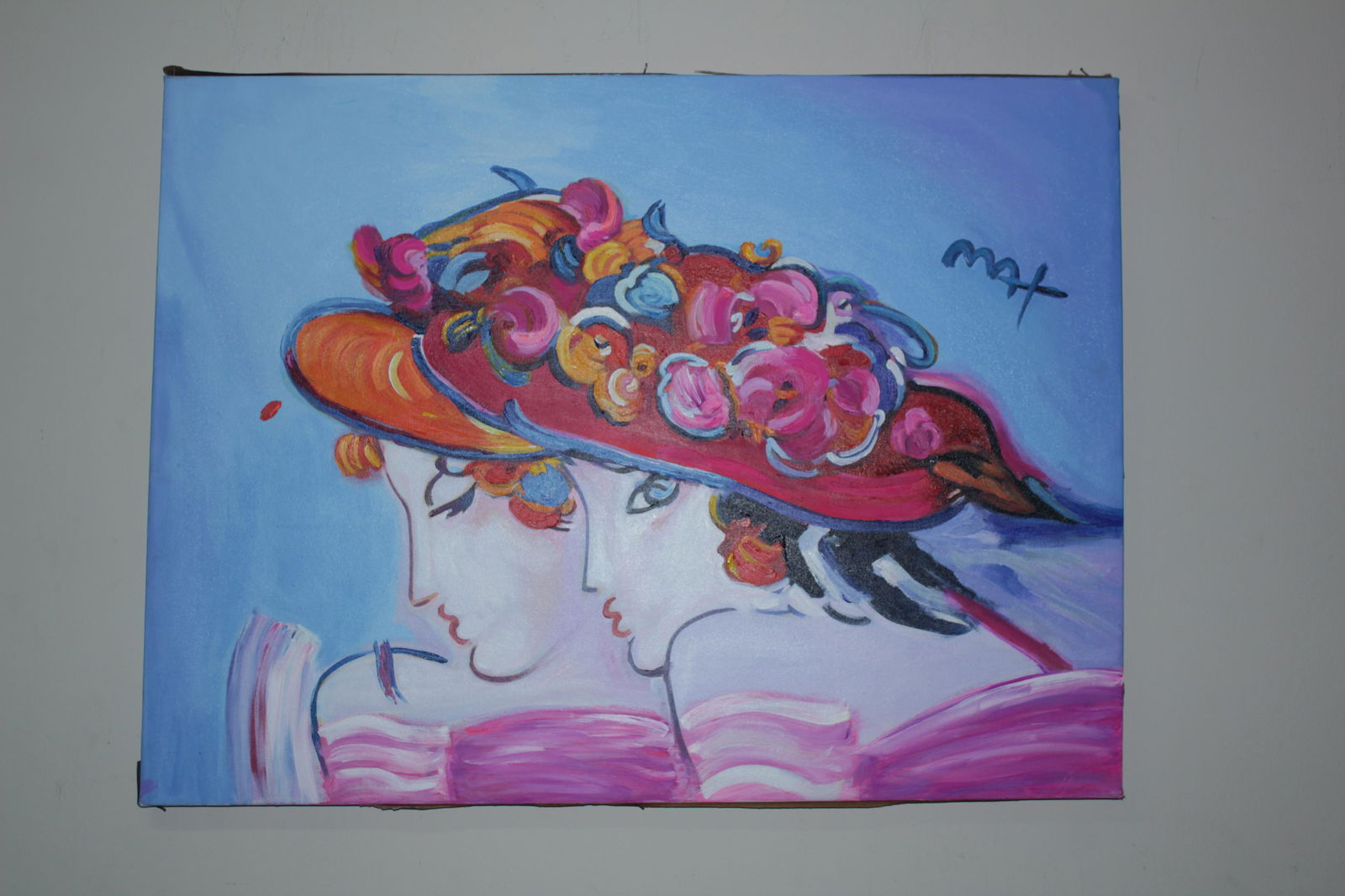 Fine painting in acrylic signed Peter Max: Measures : Framed: 27.5"x36.8" inches. aprox.