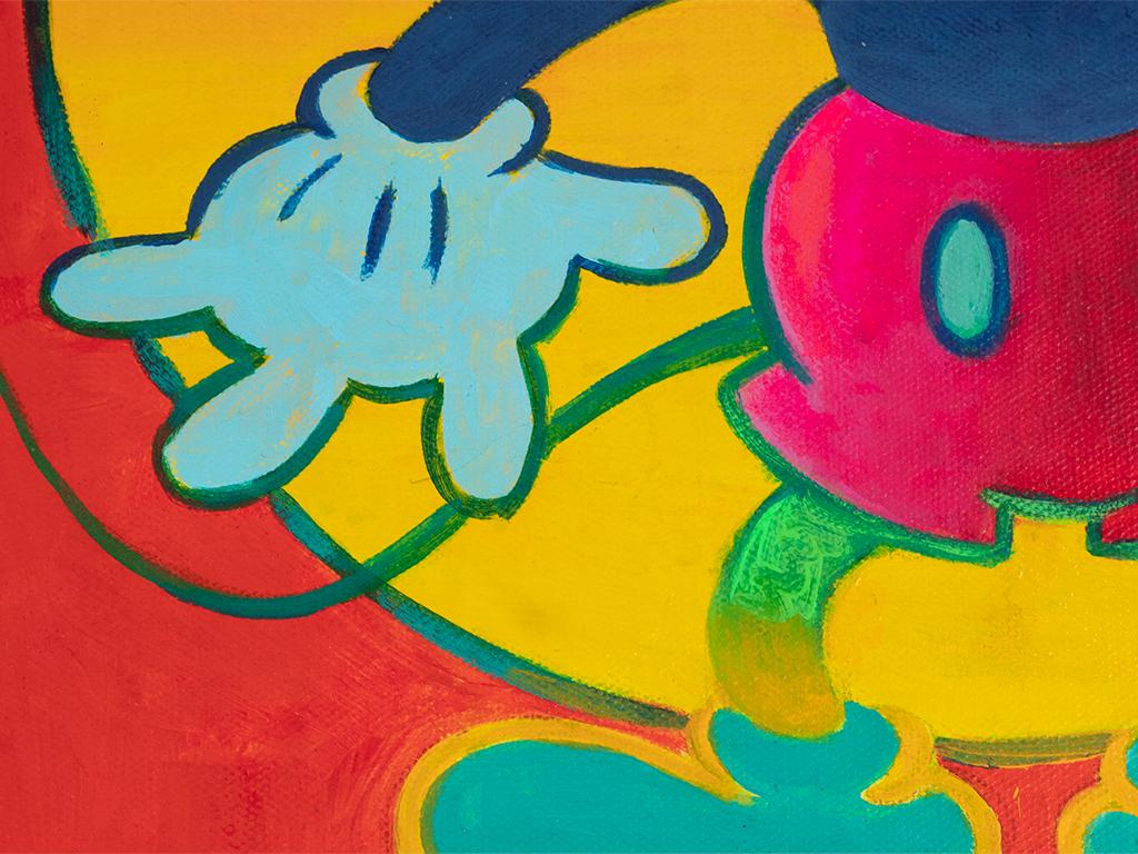 Peter Max - Mickey Mouse: Acrylic painting in canvas