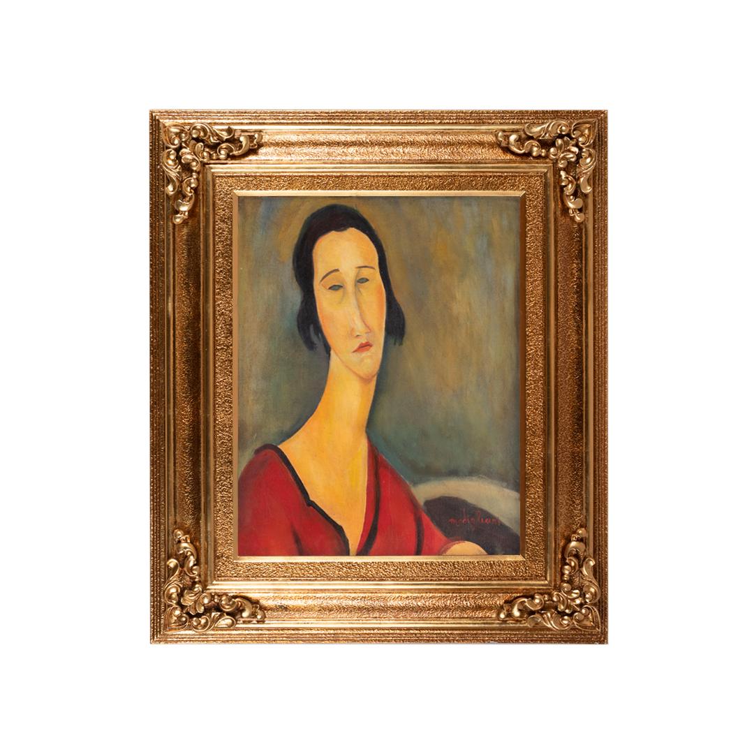 Fine Painting Oil on Canvas ,Signed Amadeo Modigliani: Amedeo Clemente Modigliani was an Italian painter and sculptor, known for his portraits and nudes in a style characterized by the elongation of faces and figures, which was not well received during hi