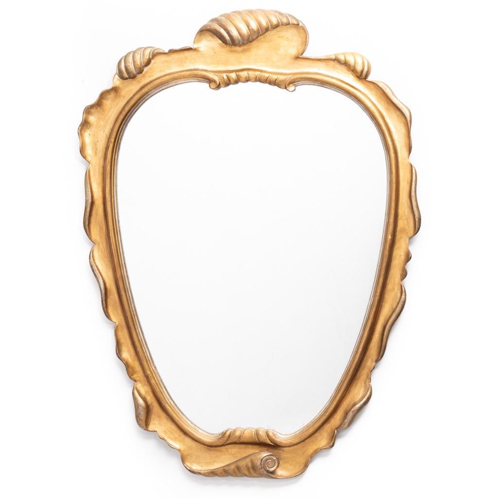 Dorothy Draper 20th century Hollywood Regency Mirror: Dorothy Draper 20th century Hollywood regency gold and silver leaf carved wooden Mirror. 27"W x 38.5"H approx