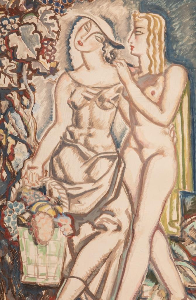 Rene Buthaud original signed mixed media painting on: Rene Buthaud original signed mixed media painting on artists board circa 1930 Provenance: The artist,Michel Fortin, Paris Collection of Stephen Engel, Florida; Exhibited: Rene Buthaud: Collection of t