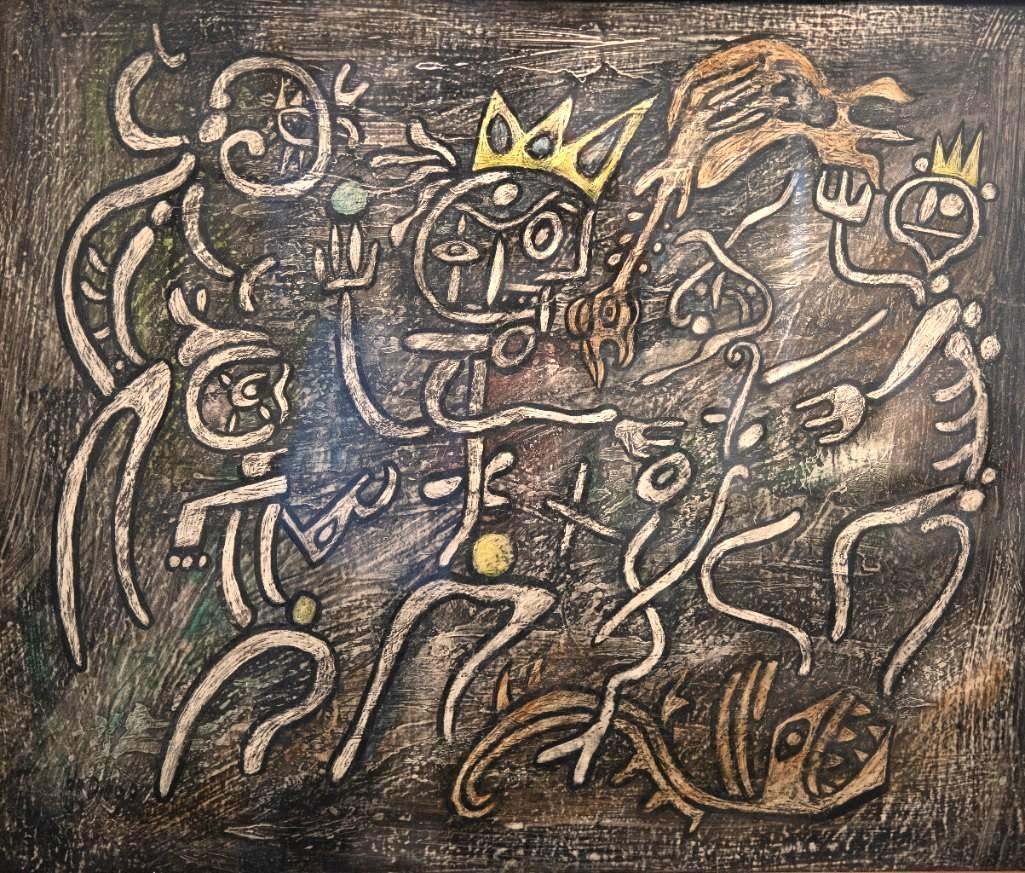 Julio de Diego Mid Century signed artwork 1943: Julio De Diego Oil on board. 1943 signed lower left. Known as a lyrical abstract painter. His work has been published in life magazine and has been displayed in numerous museums including Chicago art 
