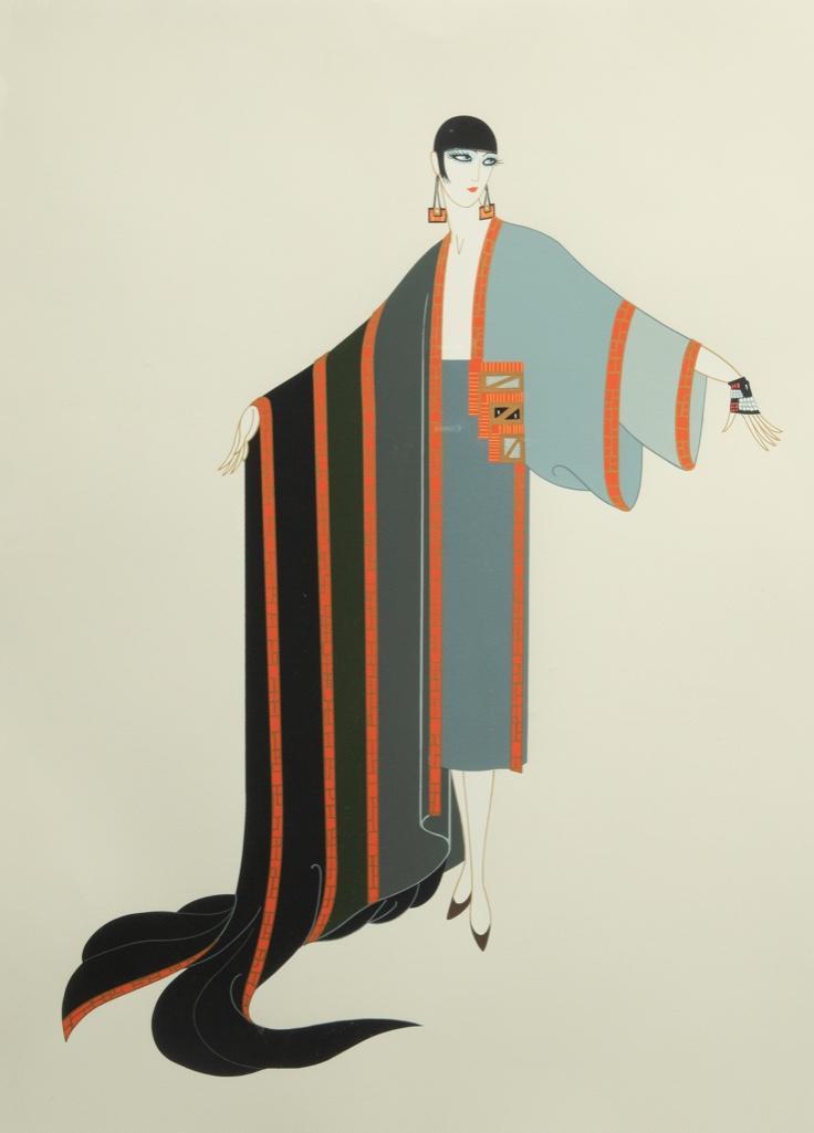 Erte 20th Century Signed Serigraph on Paper: Erte (Romain de Tirtoff) 20th century Serigraph on Paper "Michelle" Circa 1980. Signed in Pencil. Erte is perhaps most famous for his elegant fashion designs which capture the art deco period in which