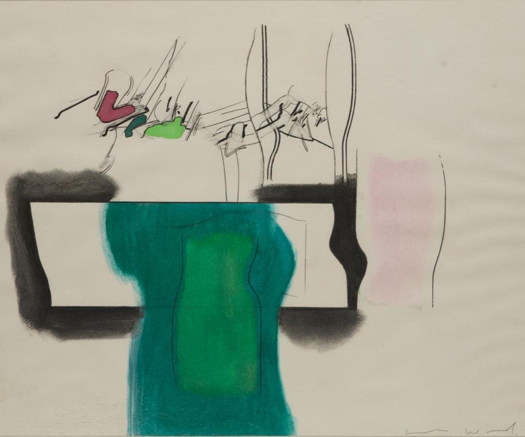 Signed John Wood Mixed Media: Signed John Wood abstract mixed media landscape III Circa 1990 22 X 27 APPROX