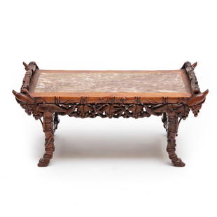 Antique Chines Hand Carved hardwood table: Asian Antique Chinese Hand carved Hardwood table. measures 8"H x 17.5"W x 10"D