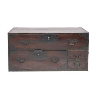 19th Century Japanese Tansu Chest: Asian 19th C. Japanese Tansu chest, iron bound Tansu or campaign chests. 45.5" W x 22.5" H x 17"D