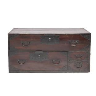 19th Century Japanese Tansu Chest: Asian 19th C. Japanese Tansu chest, iron bound Tansu or campaign chests. 45.5" W x 22.5" H x 17"D