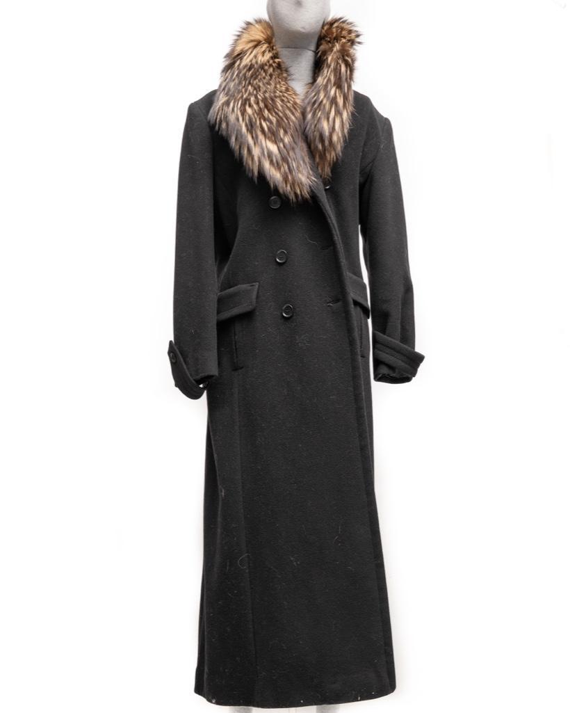 Omon Black Wool, Cashmere and Fur Coat (1 of 9)