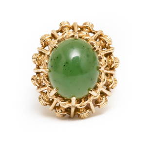 14K Gold and Jade Ring