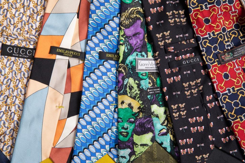 Group of 16 Gucci, Pucci and Versace mens silk ties (1 of 6)