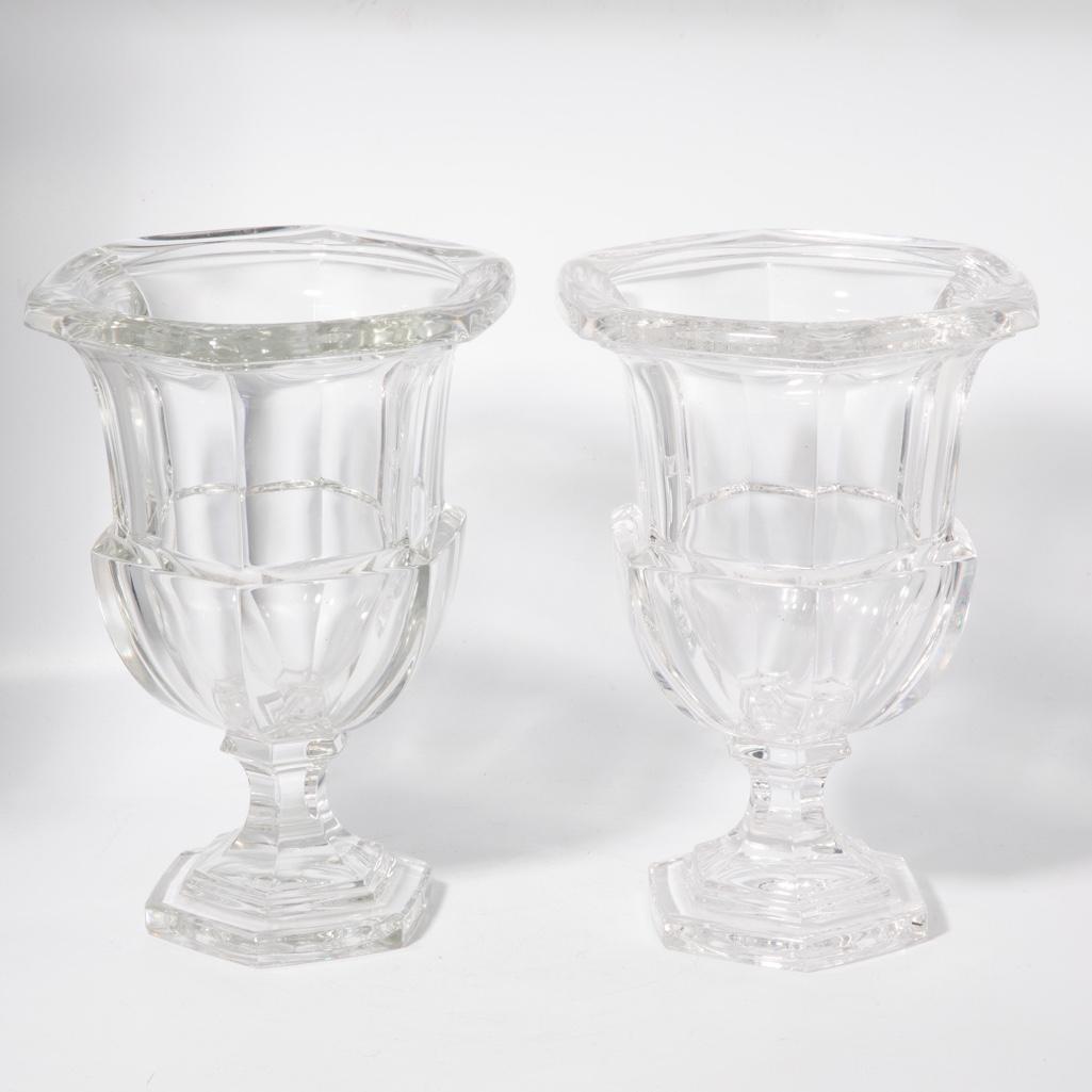Pr of Signed Tiffany & Co Crystal Urns (1 of 5)