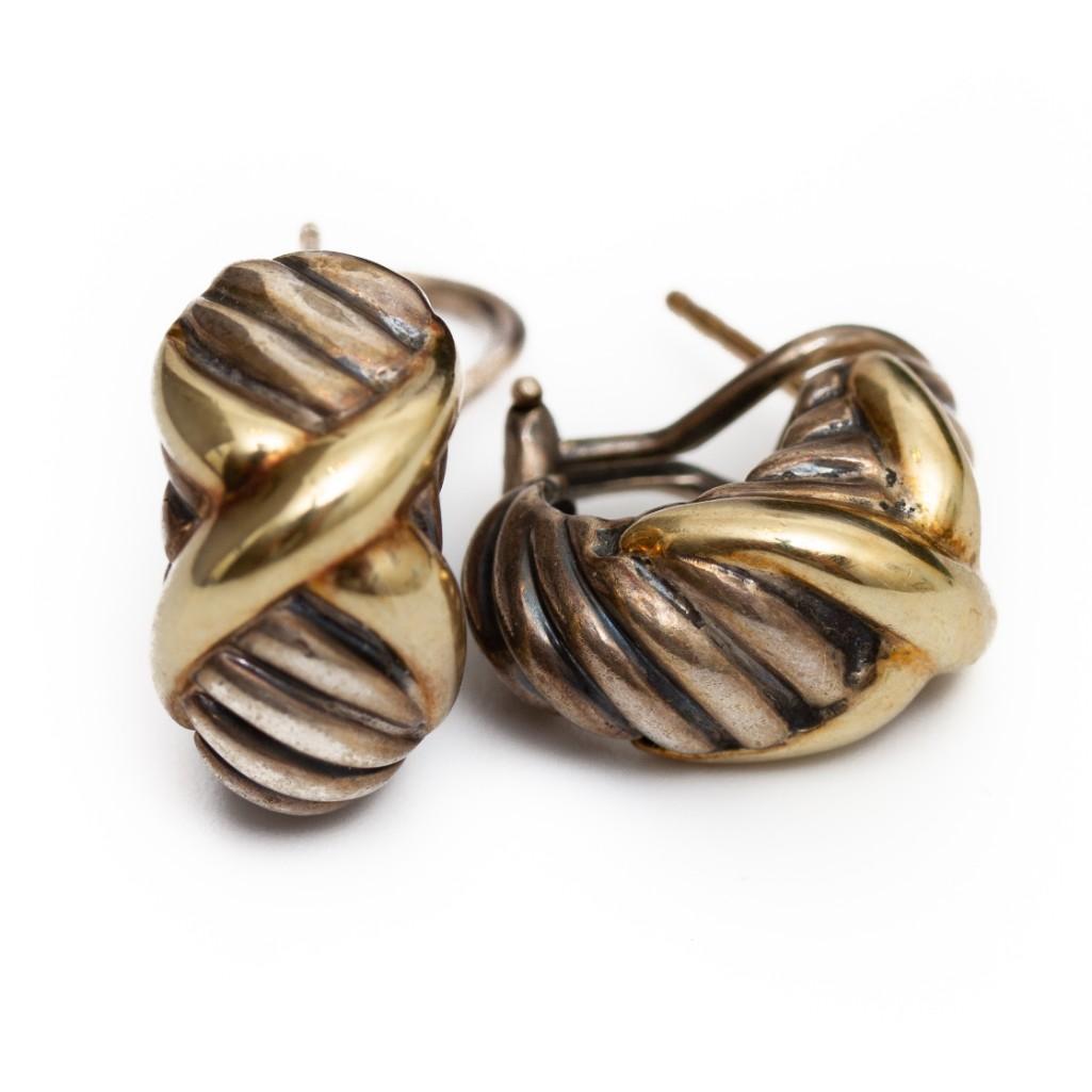 GIA David Yurman silver and gold earrings (1 of 5)