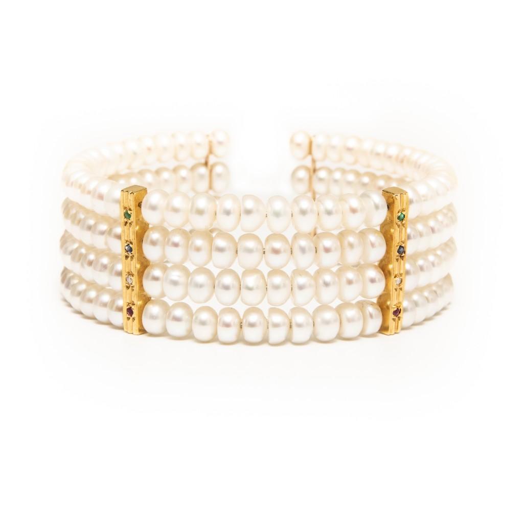 Gold,cultured pearls, Emerald, sapphire, diamond and (1 of 4)