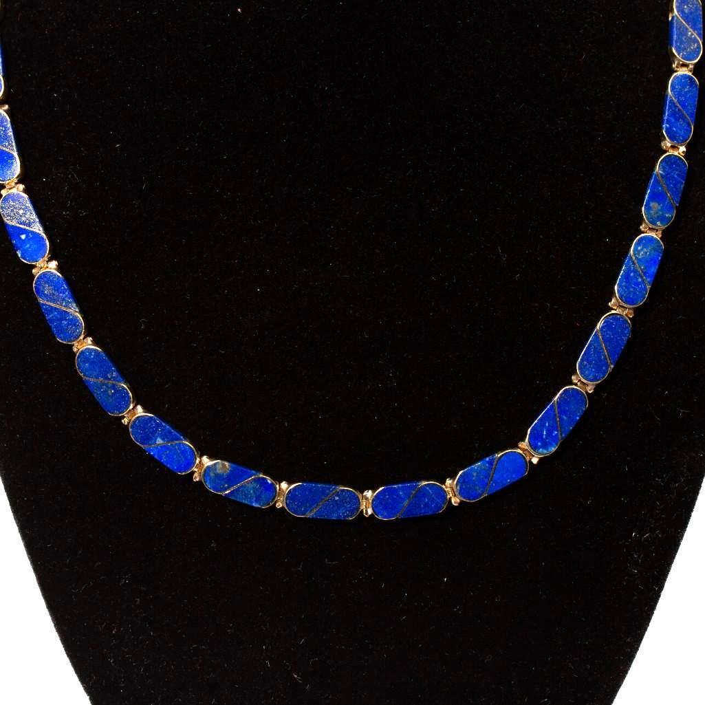 18k gold inlaid lapis necklace (1 of 4)
