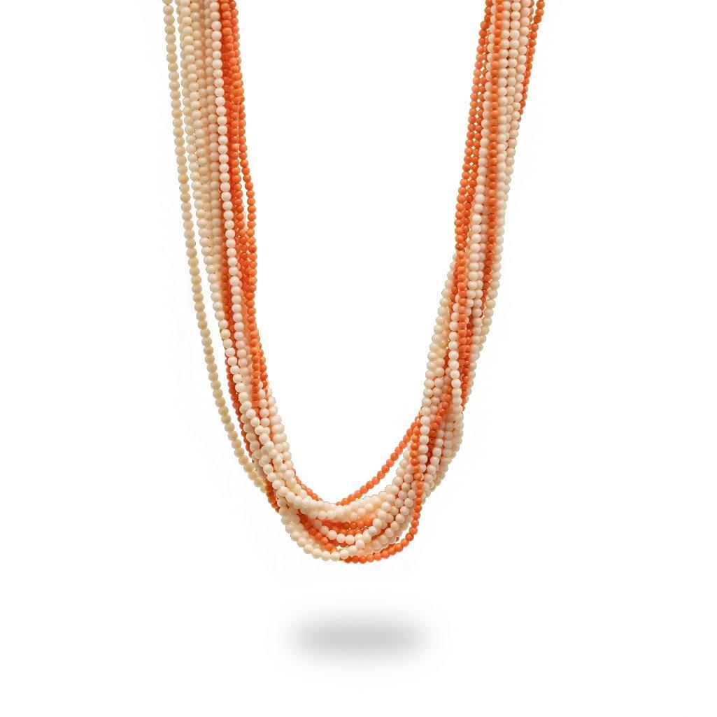 Taxco Orange and White Coral Torsade Necklace (1 of 4)