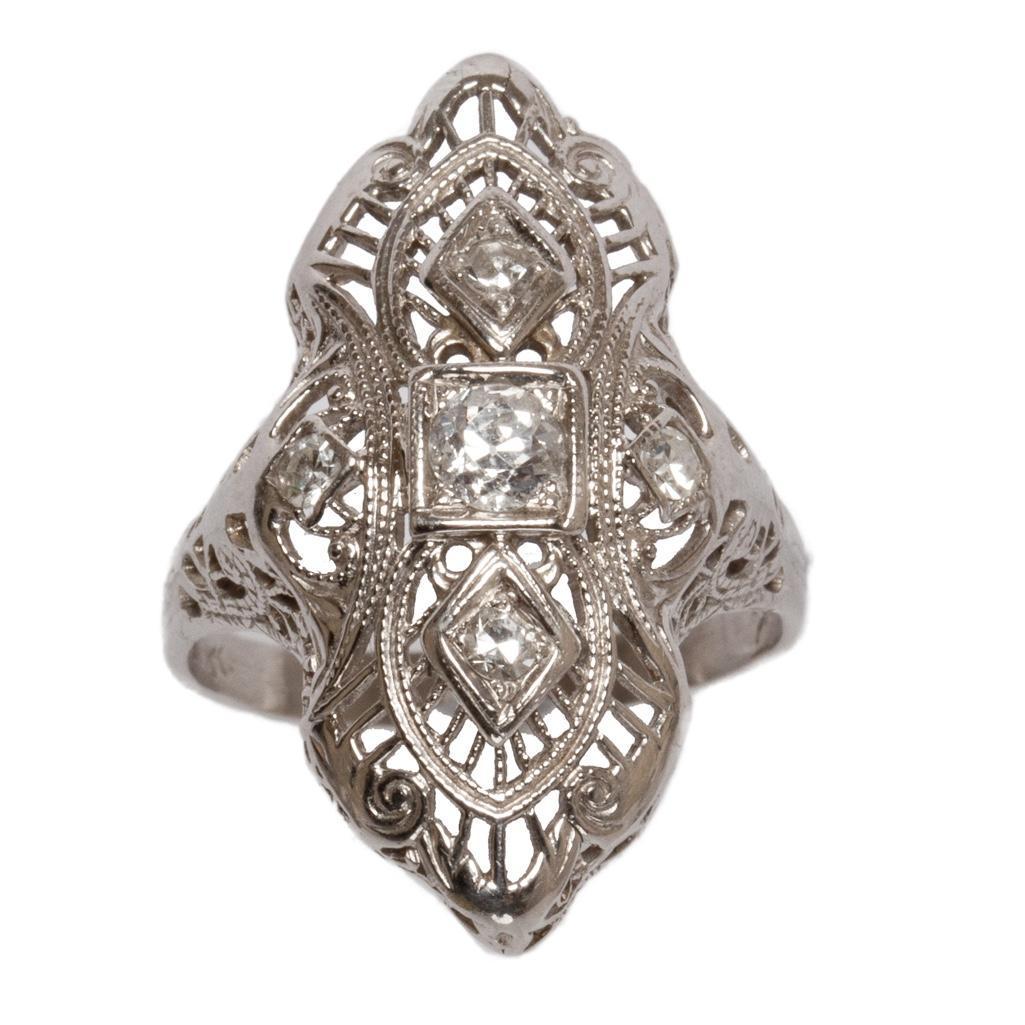 GIA Art Deco White Gold and Diamond Ring (1 of 3)