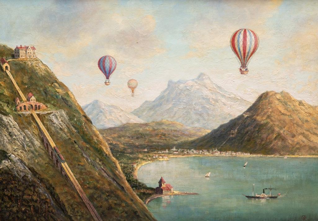 Balloons Over Alps Oil Painting (1 of 5)