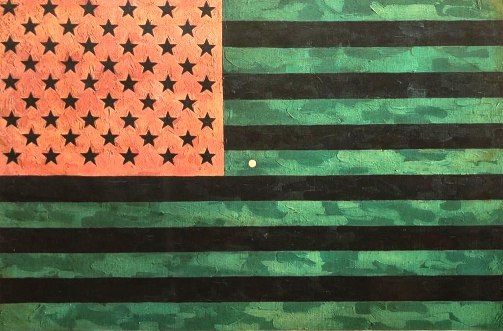 Jasper Johns Signed "Flag (Moratorium)" 1969, Offset: Jasper Johns, "Flag (Moratorium)" Circa 1969, offset lithograph (mounted). Signed in graphite pencil lower right. Unframed approx. 19.5" x 27.75". Framed 26.5" x 34" Approx