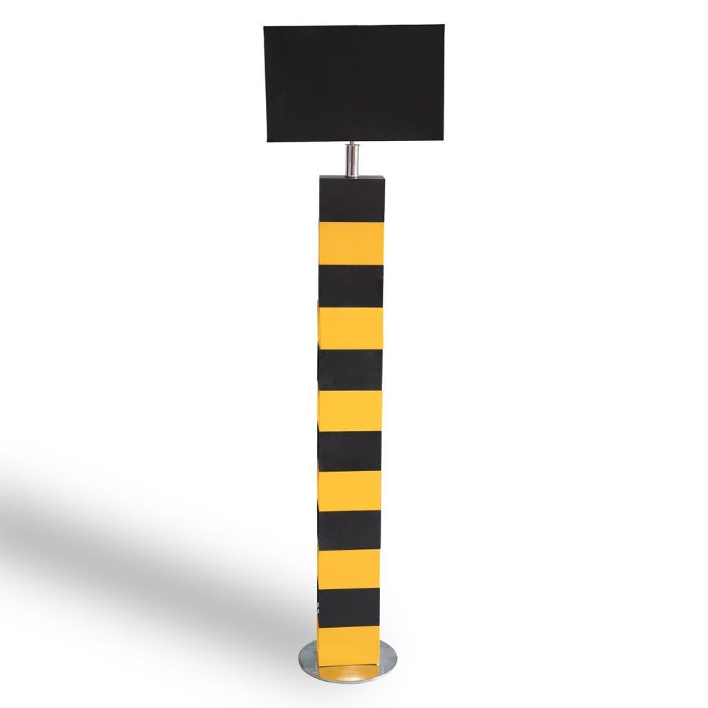 Curtis Jere Style Mid Century Modern Stacked Cube Floor: Stacked Cube Floor Lamp in the Manner of Curtis Jere, United States, mid 20th century, lacquered and chromed metal, unmarked, ht. 62 1/2 in.