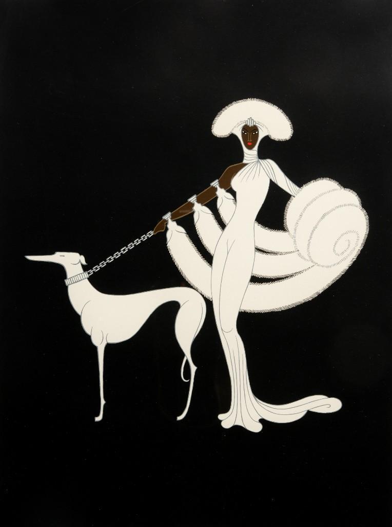 Erte 20th Century Signed Serigraph on Paper: ErtÃ© (Romain de Tirtoff) 20th century Serigraph on Paper " Ebony and White" Circa 1980. Signed in Pencil. ErtÃ© is perhaps most famous for his elegant fashion designs which capture the art deco p