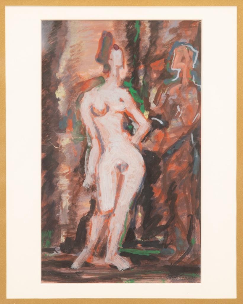 Rene Buthaud mid century nude study, signed gouache on: Rene Buthaud mid century nude study, signed gouache on paper Provenance: The artist, collection Michel Fortin, Paris: Collection of Stephen Engel, Florida: Literature: CruÃ¨ge, RenÃ© Buthaud. Ren�