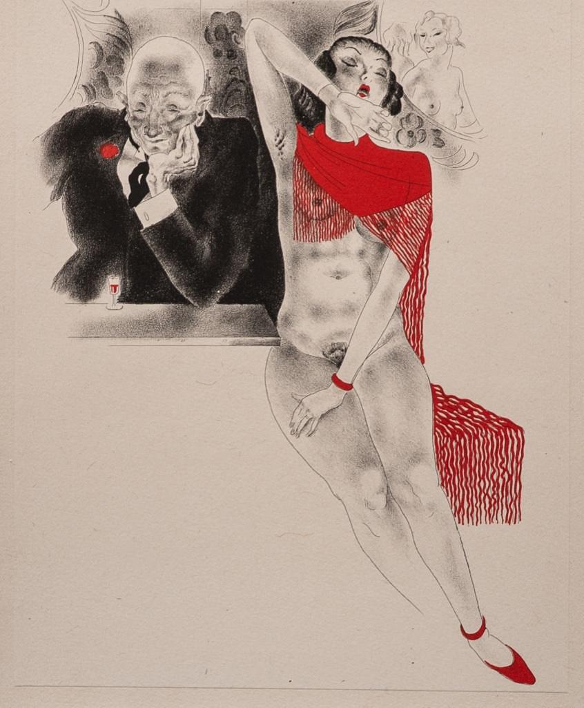 Clark Fay Pencil Signed Erotic Lithograph Circa 1930's: Clark Fay (American 1894-1956) Pencil Signed Erotic Color Lithograph Circa 1930's. Clark Fay was an American Illustrator who studied with N.C. Wyeth and became a regular contributor to "The Saturday E