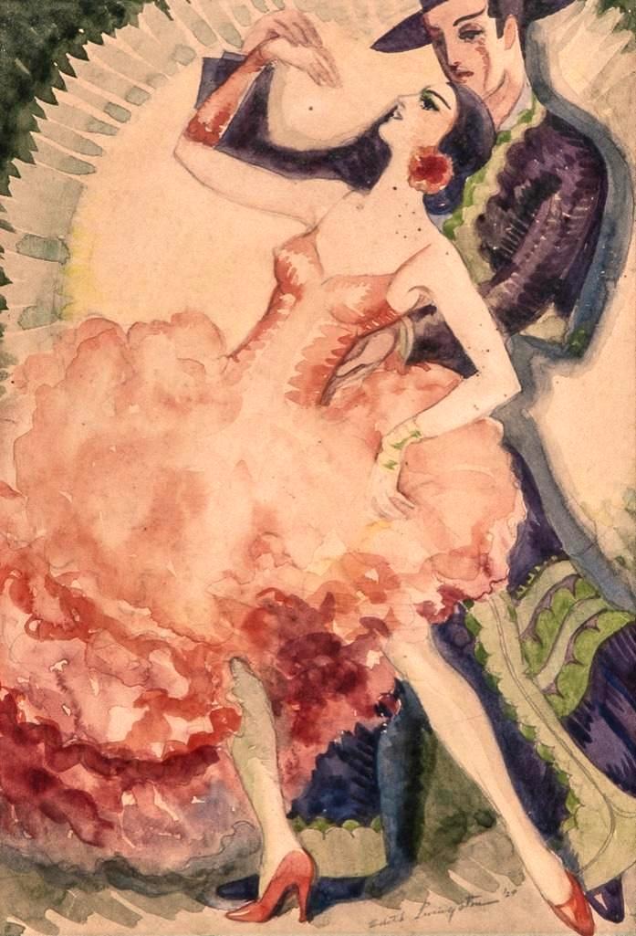 Edith Livingston Signed and Dated Watercolor on Paper (1 of 7)