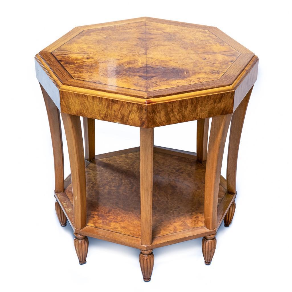 Art Deco French Burl Walnut Side Table Early 20th (1 of 4)