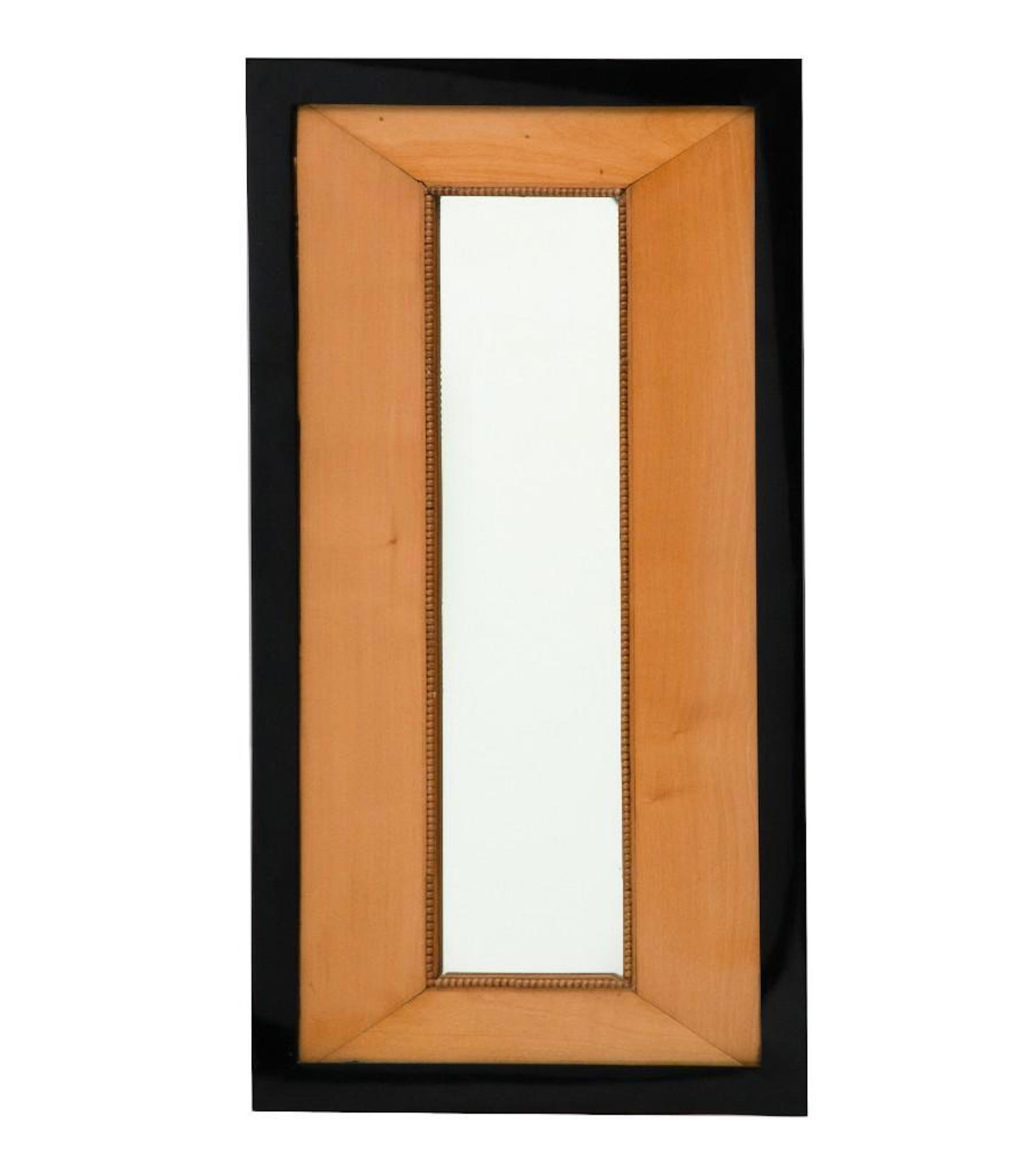 Josef Hoffmann (Attrib) Beech and Laquered Mirror: Josef Hoffmann (Attrib) Beech and Laquered Mirror. Measures 26.25 x 14"