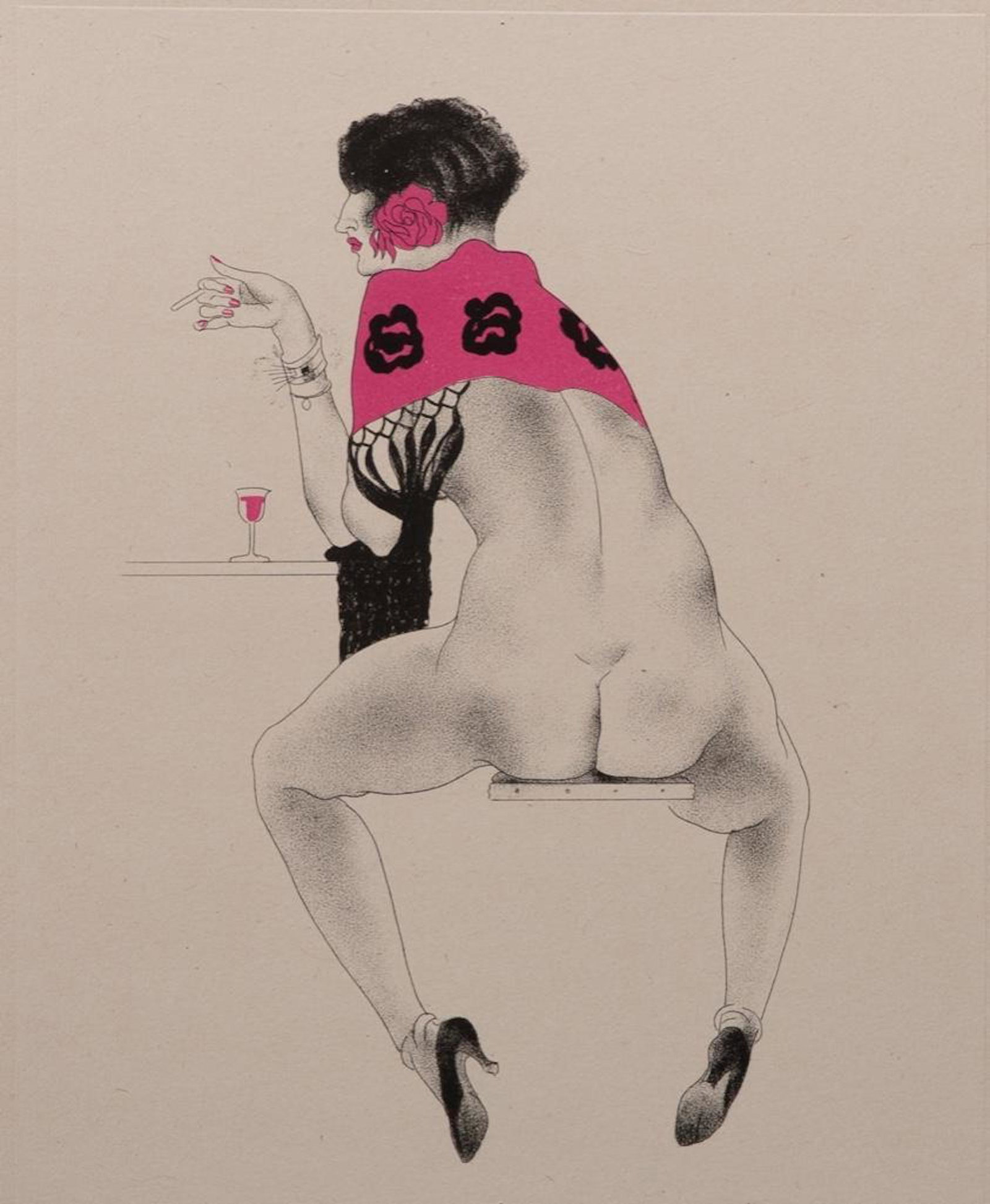 Clark Fay Pencil Signed Erotic Lithograph Circa 1930's: Clark Fay (American 1894-1956) Pencil Signed Erotic Color Lithograph Circa 1930's. Clark Fay was an American Illustrator who studied with N.C. Wyeth and became a regular contributor to "The Saturday E