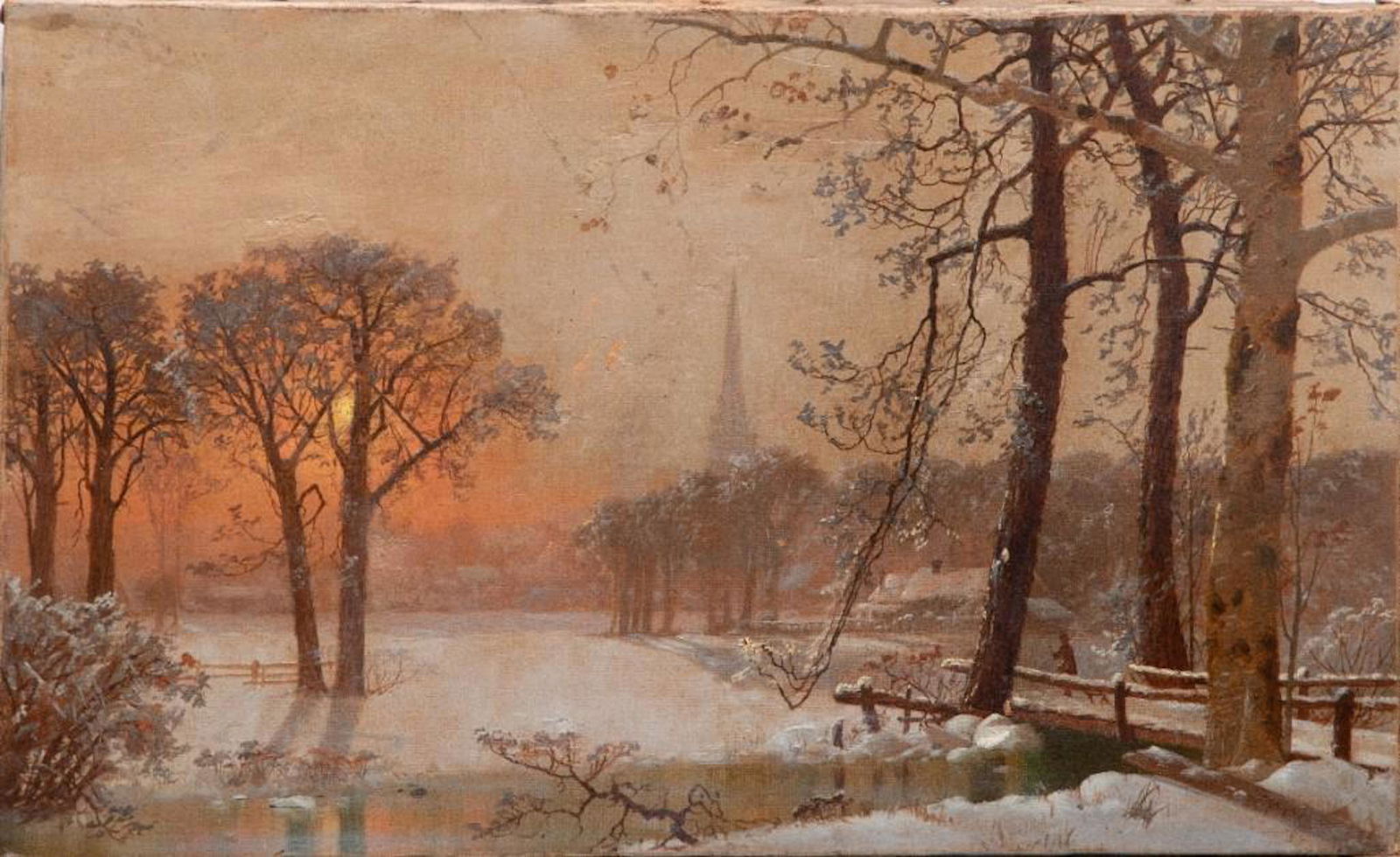 Signed Oil On Canvas Aaron Draper Shattuck Stretchers: Oil on canvas signed lower right FCC or FGC. Measures 20" x 12" Approx. Aaron Draper Shattuck Stretchers.