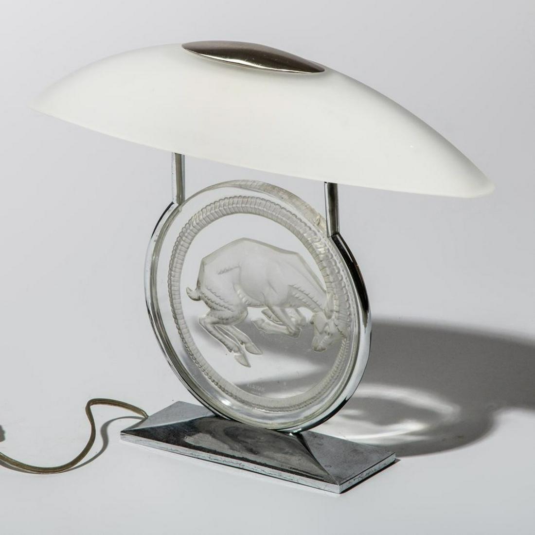 Lalique Art Deco "Belier" art glass lamp (1 of 7)