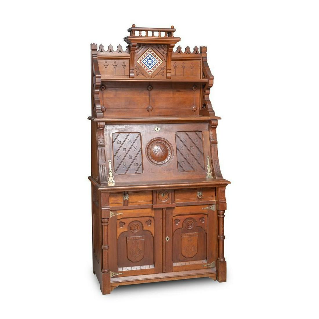 Walnut Aesthetic Movement Drop Front Desk (1 of 11)