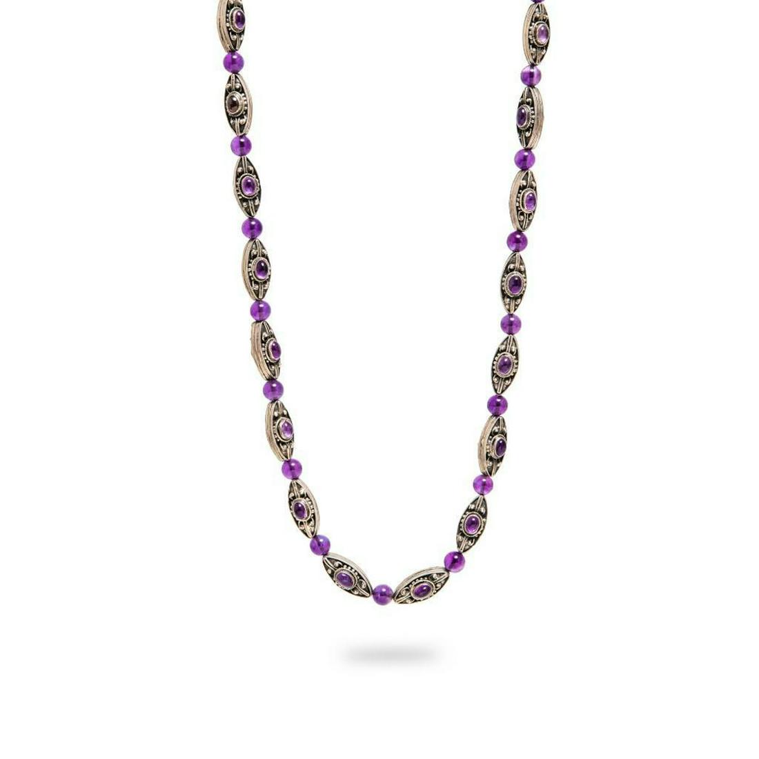 Necklace, GIA Georg Jensen Style Silver and Amethyst (1 of 7)
