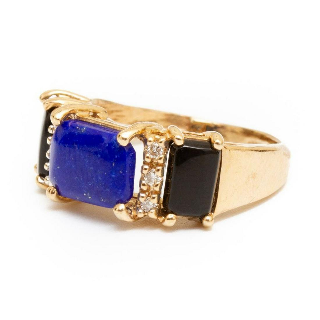 Ring, 18k Gold, Lapis, Onyx and Diamond Ring (1 of 7)