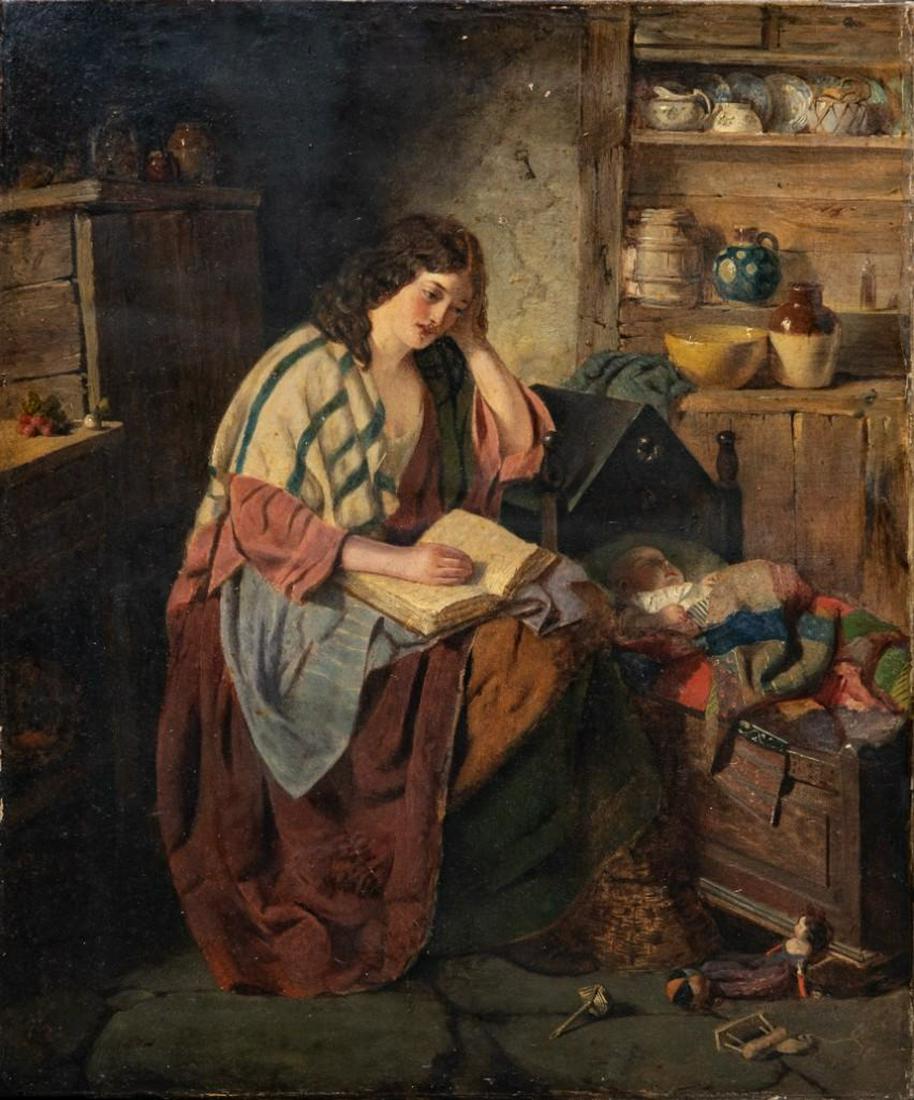 American School Oil on Canvas: American, ca. 1860 oil on canvas finely detailed monogram l.l., 20" x 24" canvas, unframed. Extremely well executed.
