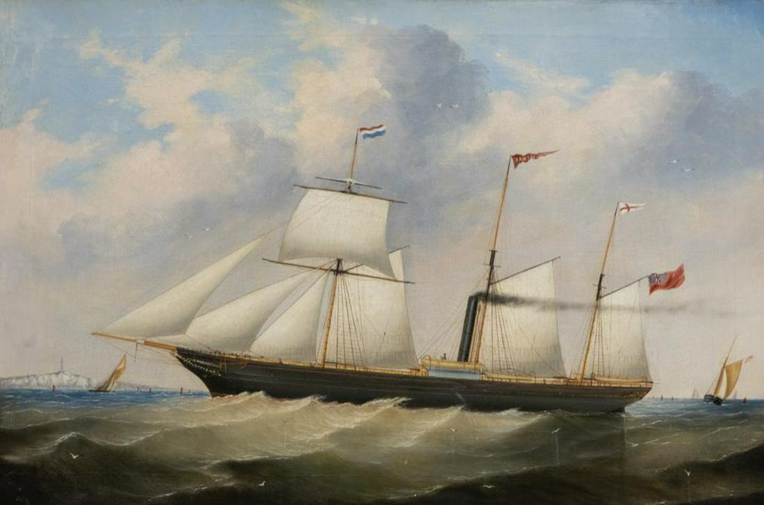 19th Century East India Company ship, Bombay Oil on (1 of 8)